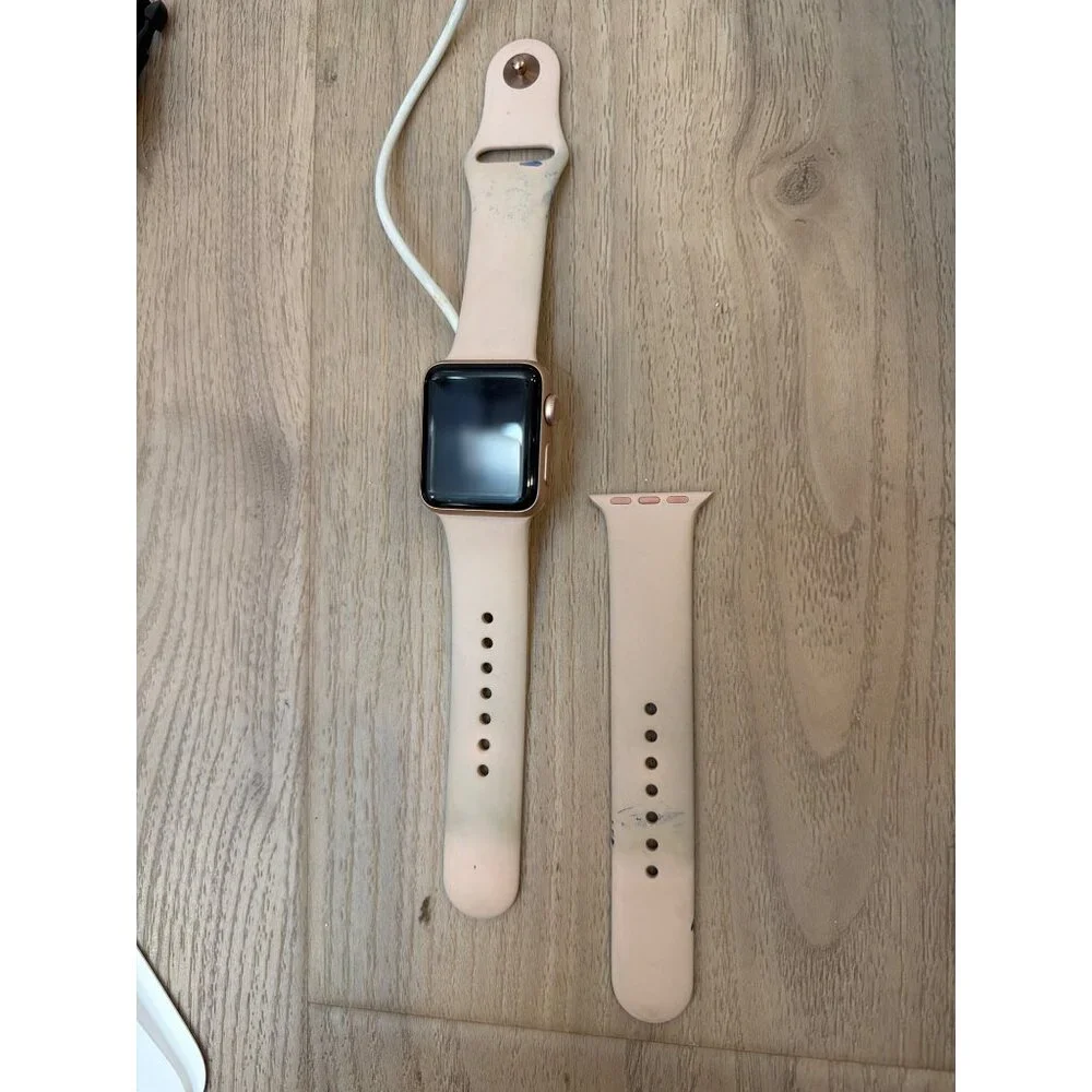 Apple Watch Series 3 38mm Gold Aluminum Case With Pink Sand Sport Band & Charger